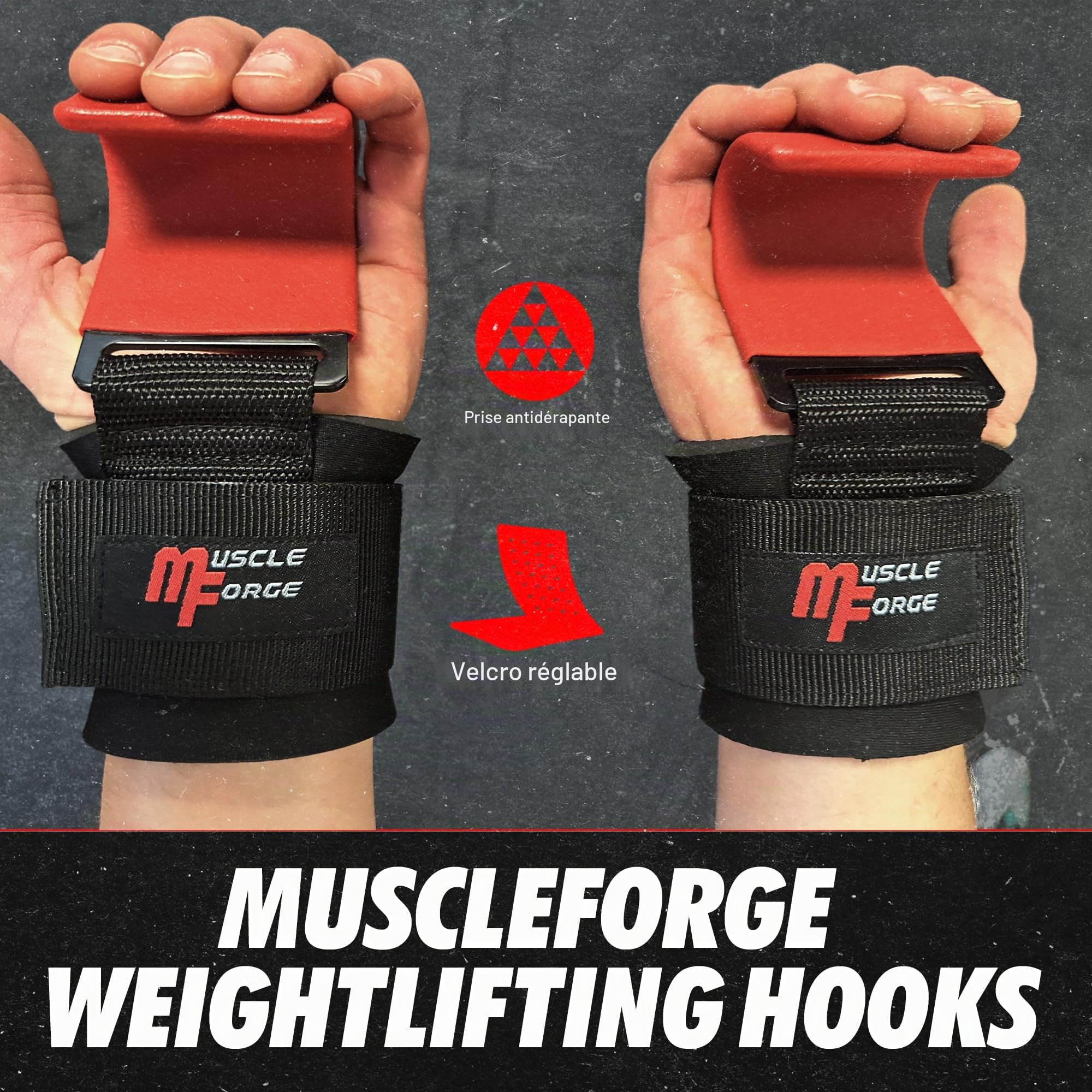 Crochet Musculation - Sangle Musculation Poignet Crochets Haltérophilie - Néoprène Rembourré Support Levage Traction Tirage Powerlifting 8mm, 2 Pièces