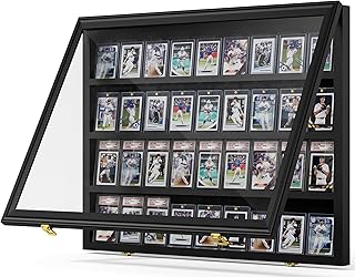 Mlikero Baseball Card Display Case, 36 Graded Card Display Frame Lockable, Trading Card Display