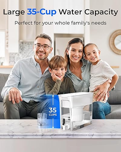 Miniatura 5 de Waterdrop 0 TDS - Dispensador de filtro de agua delgado de 35 tazas, gran capacidad, reduce TDS, cloro, PFOAPFOS y más, sin BPA, blanco (con 1