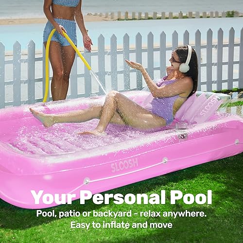 Miniatura 3 de SLOOSH Flotador Tumbona Inflable para Piscina de Bronceado, 85" x 57" Flotadores de Piscina Extra Grandes para Adultos con Almohada, Balsa Flotante
