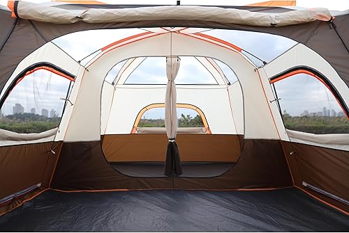 Miniatura 8 de KTT Extra Large Tent 10-12 Person,Family Cabin Tents,14.1X10X6.58ft,2 Rooms,3 Doors and 3 Windows with Mesh,Straight Wall,Waterproof,Big Tents for
