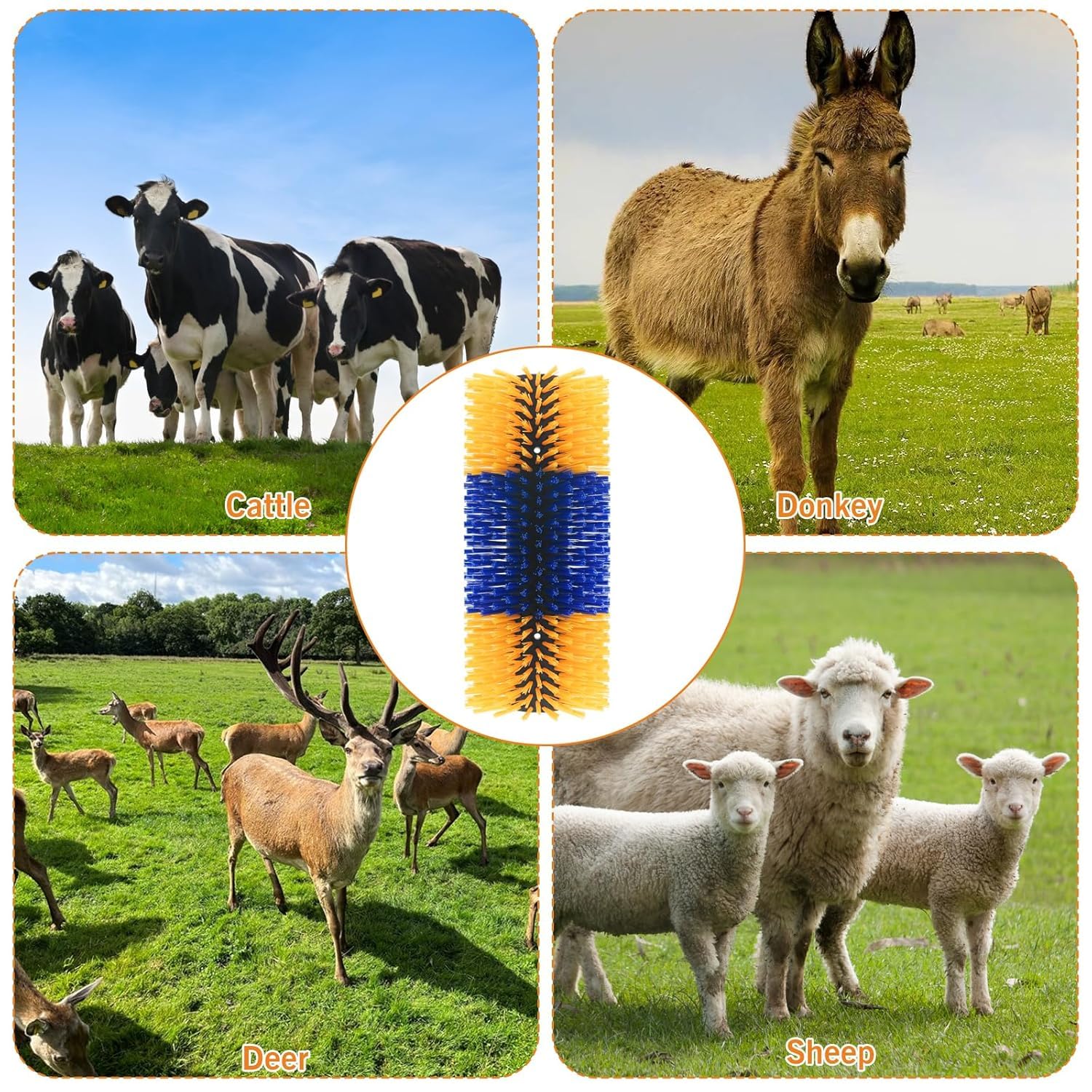 Spazzola massaggiante per animali da allevamento, ideale per mucche, bovini, pecore, cavalli e maiali (confezione da 2)