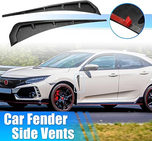 Miniatura 2 de X AUTOHAUX Par de guardabarros de coche Ventilación lateral de fibra de carbono Flujo de aire Fender ABS Car Body Side Vent Fender Rejilla Spoiler