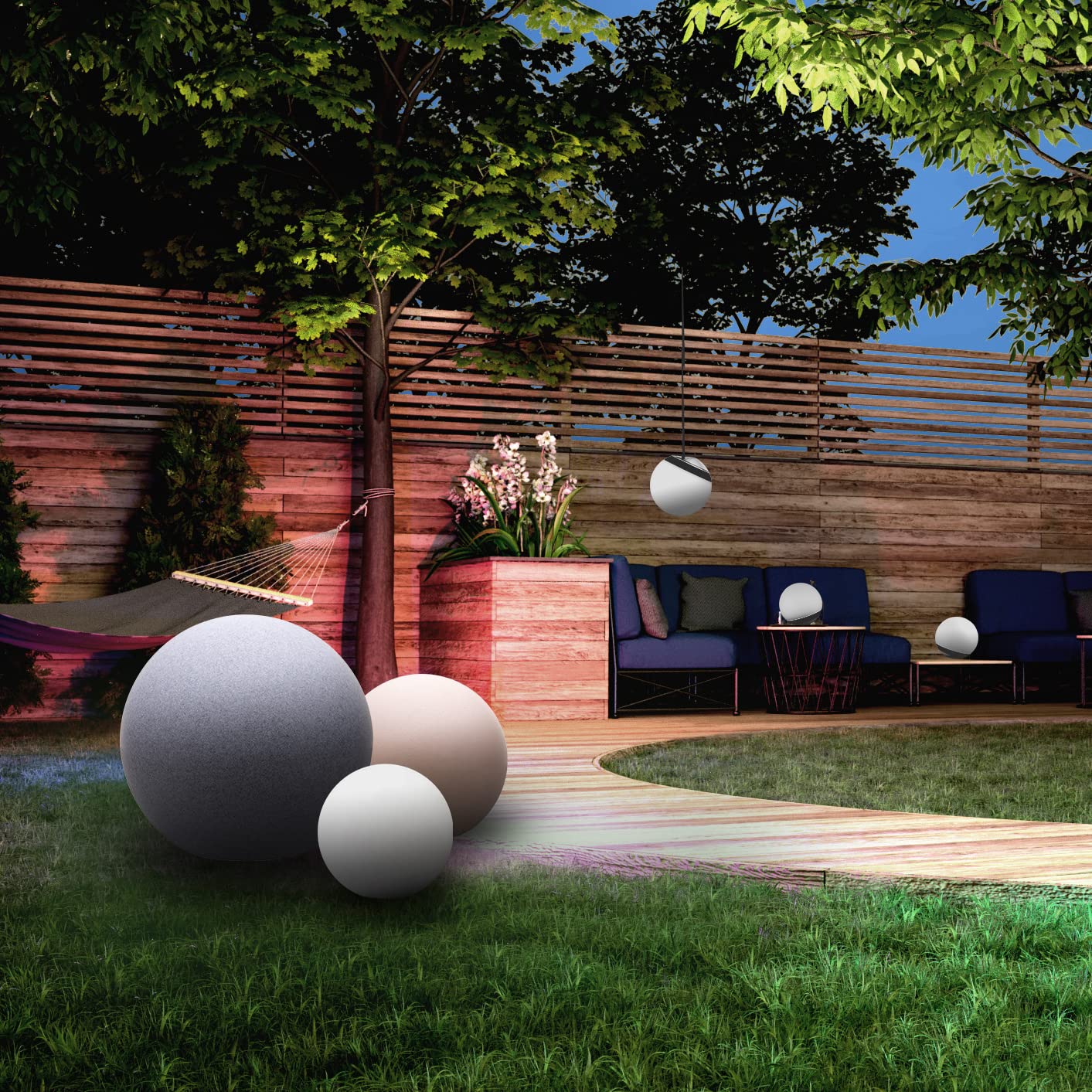 tint Smarte Outdoor LED Leuchtkugel Calluna Ø 50cm, Gartenkugel, Kugelleuchte, Farbwechsel RGB, E27 Fassung, ip44 für Außen, Zigbee, funktioniert mit Alexa, Optik: stone…