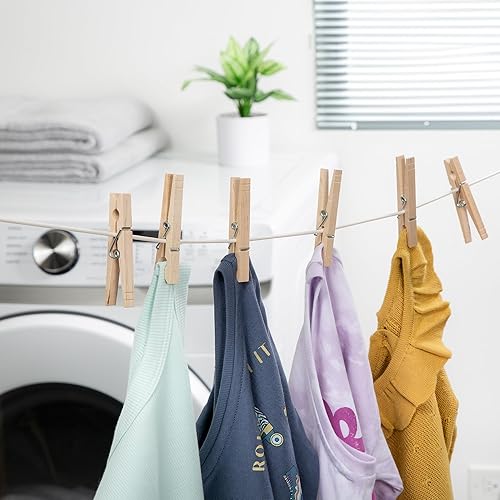 Miniatura 5 de Honey-Can-Do Pinzasbroches de madera para ropa con resorte Madera Marrón 24-paquete de