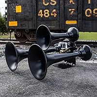 Vista 2 de HornBlasters Outlaw Black 228H Kit de bocina de tren todo en uno de 2 galones, fácil de instalar