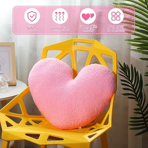 Miniatura 4 de Linda almohada de felpa de corazón de 14 x 17 pulgadas cojín esponjoso en forma de corazón cojines decorativos de peluche de corazón para niños