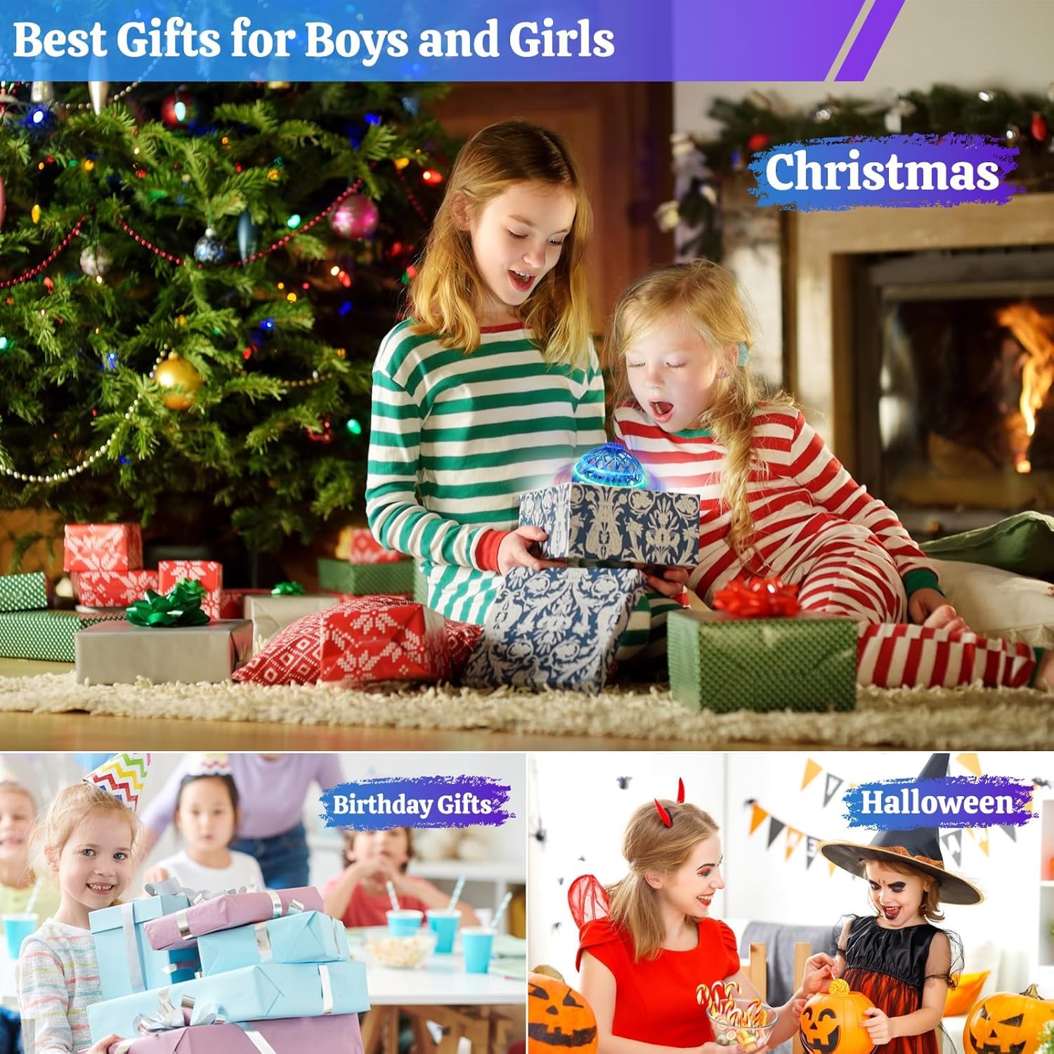 OBEST Mini Fliegender Ball Magischer Flugball Boomerang Flying Orb Ball mit LED Licht, 360 Flip Orbi Drohne UFO Hover Spinner Innen Außen Spielzeug für Kinder Erwachsene Jungen Mädchen Geschenk