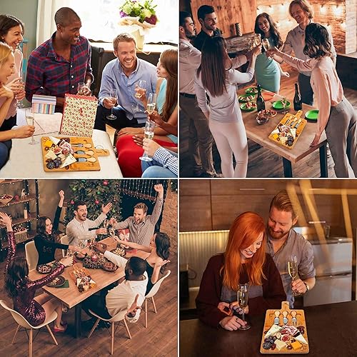 Miniatura 6 de BlauKe - Tabla de queso de bambú con cubiertos (incluye 3 cuchillos de queso)