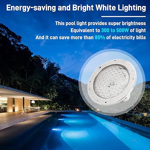 Miniatura 4 de CAtArt Luces de piscina de 10 pulgadas para piscinas enterradas (blanca), luces LED AC120V adecuadas para nicho húmedo de 10 pulgadas, 35 W, cable