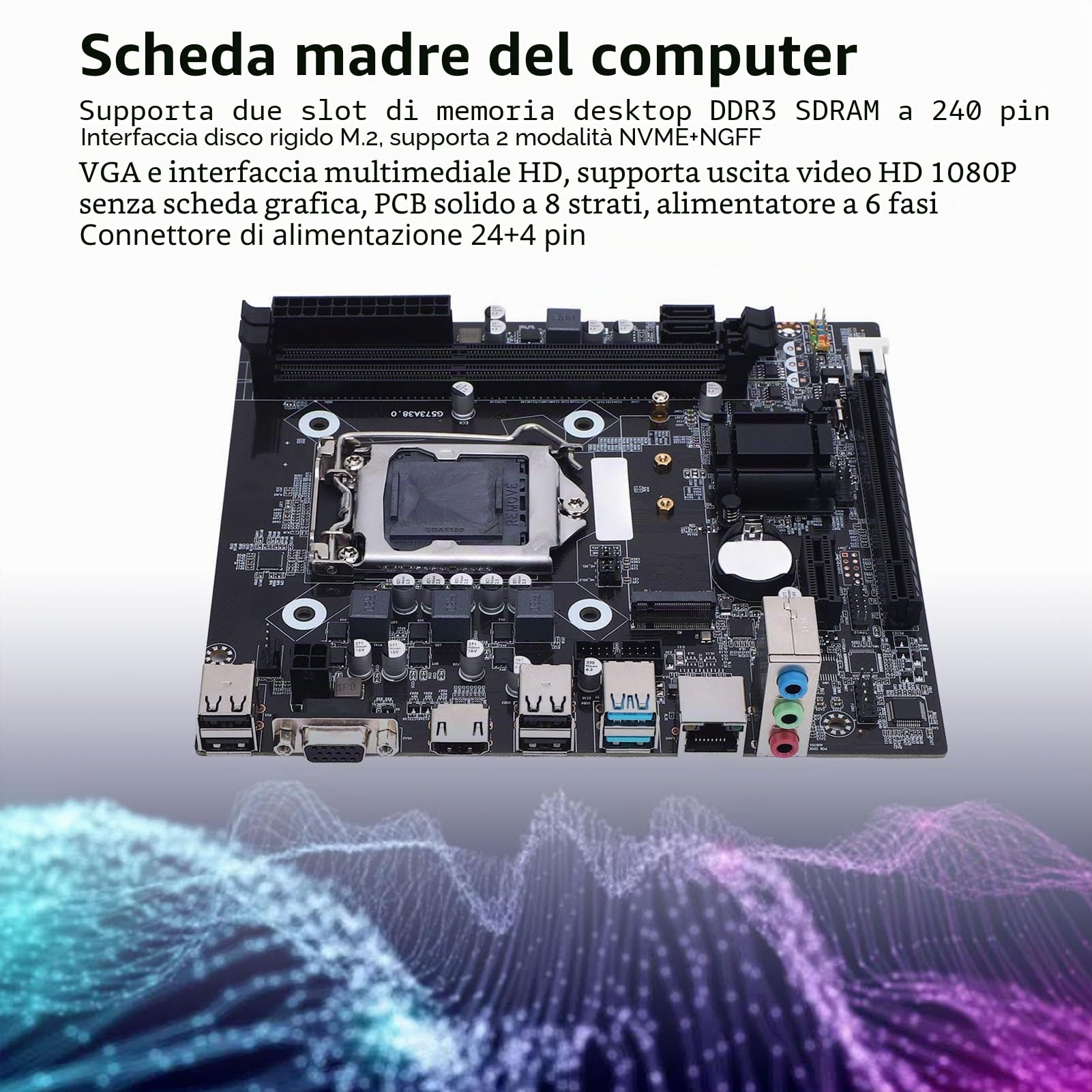 Scheda Madre da Gioco H81, Scheda Madre PC LGA 1150 ATX, Memoria DDR3 2x8GB M.2 NVME, NGFF SATA 3.0 6GB/S Pci E