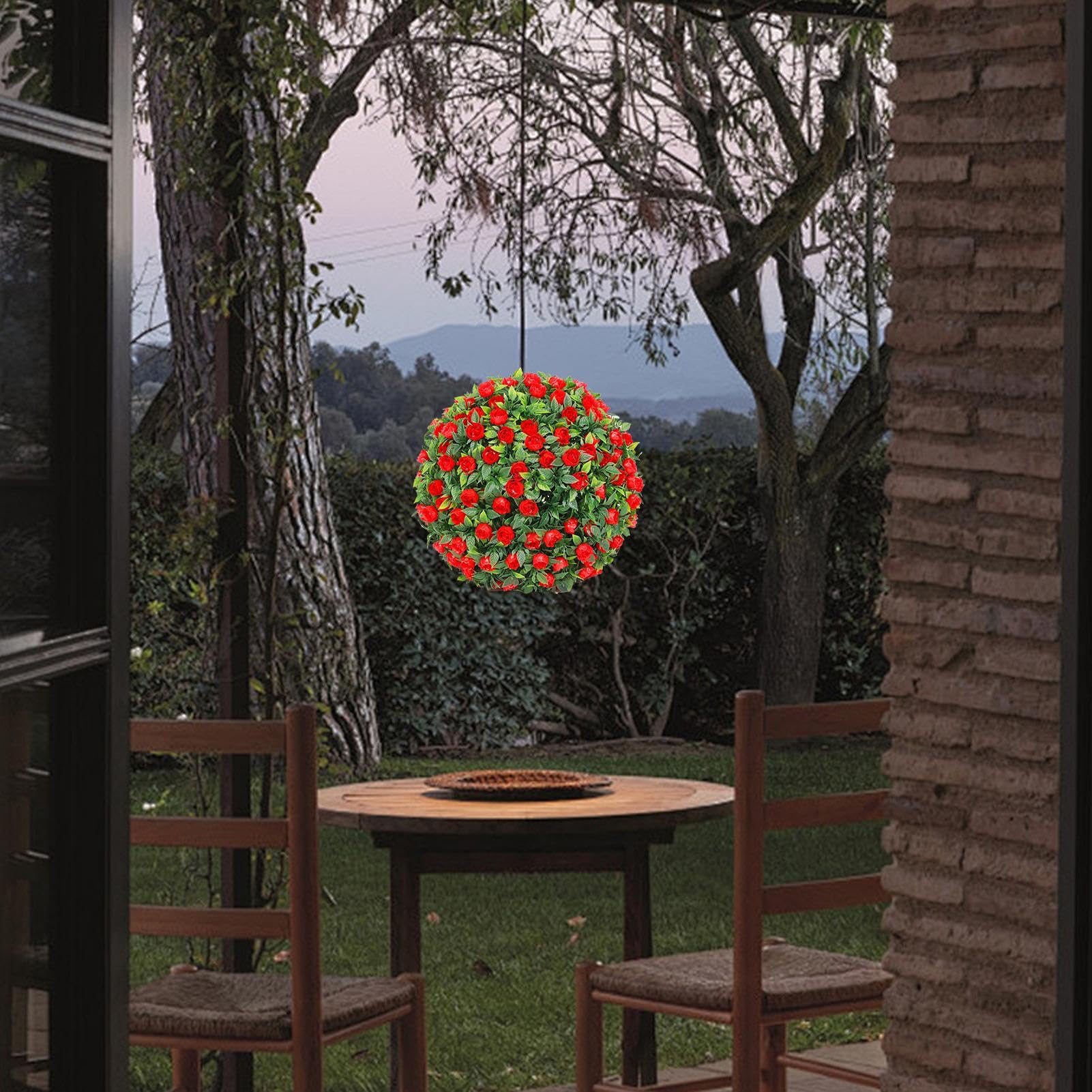 Generico Palle Topiarie Fiori Artificiali,Piante Finte Sferiche in Bosso | 2 Pezzi Decorazioni da Appeso per Interni ed Esterni Portico Giardino Terrazzo Balcone