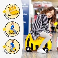 Trunki Gyermek Utazóbőrönd - 18L Kézipoggyász Méretű Keményfalú Bőrönd Amin Ülni is Lehet, Húzópánttal és Vállszíjjal 3