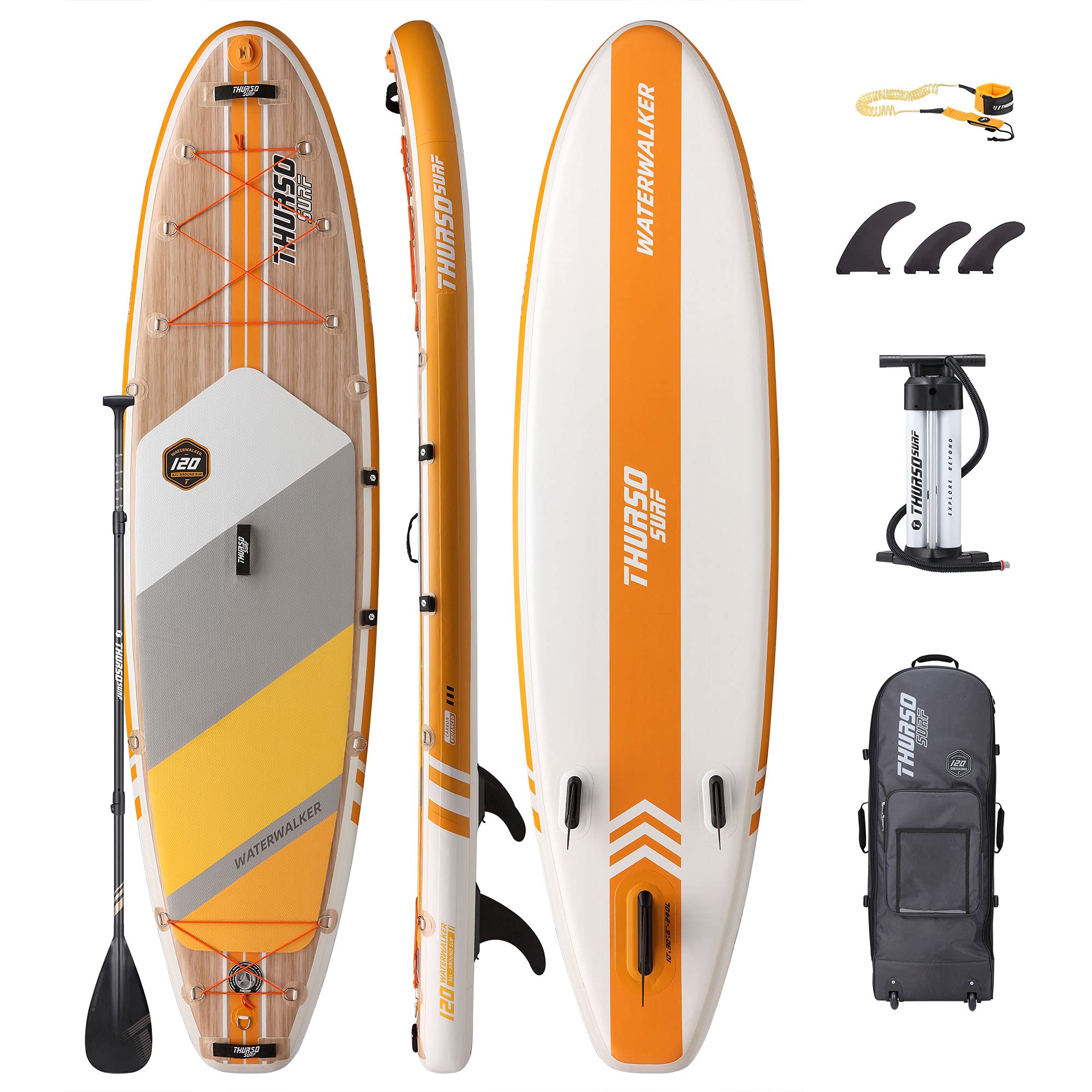 THURSO SURFInflatable Stand Up Paddle Board All-Around SUP Waterwalker 120 10'×30''×6'' Stable and Lightweight, Non-Slip Deck with SUP Accessories for All Skill Levels for Surfing, Traveling, Yoga