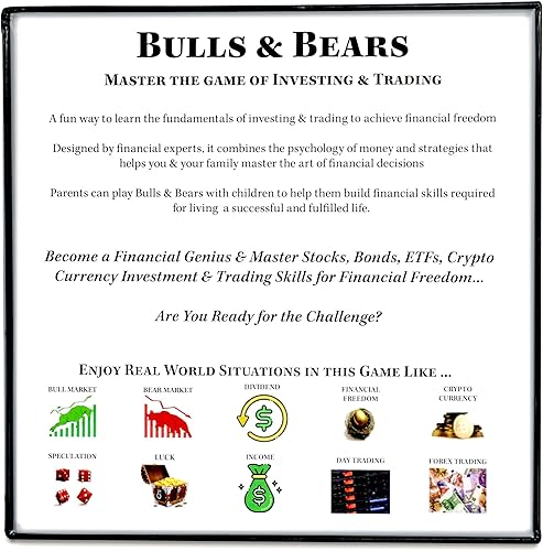 Miniatura 6 de Bulls and Bears juego de mesa de estrategia para familias y adolescentes, una forma divertida de aprender sobre acciones, bonos, productos básicos e