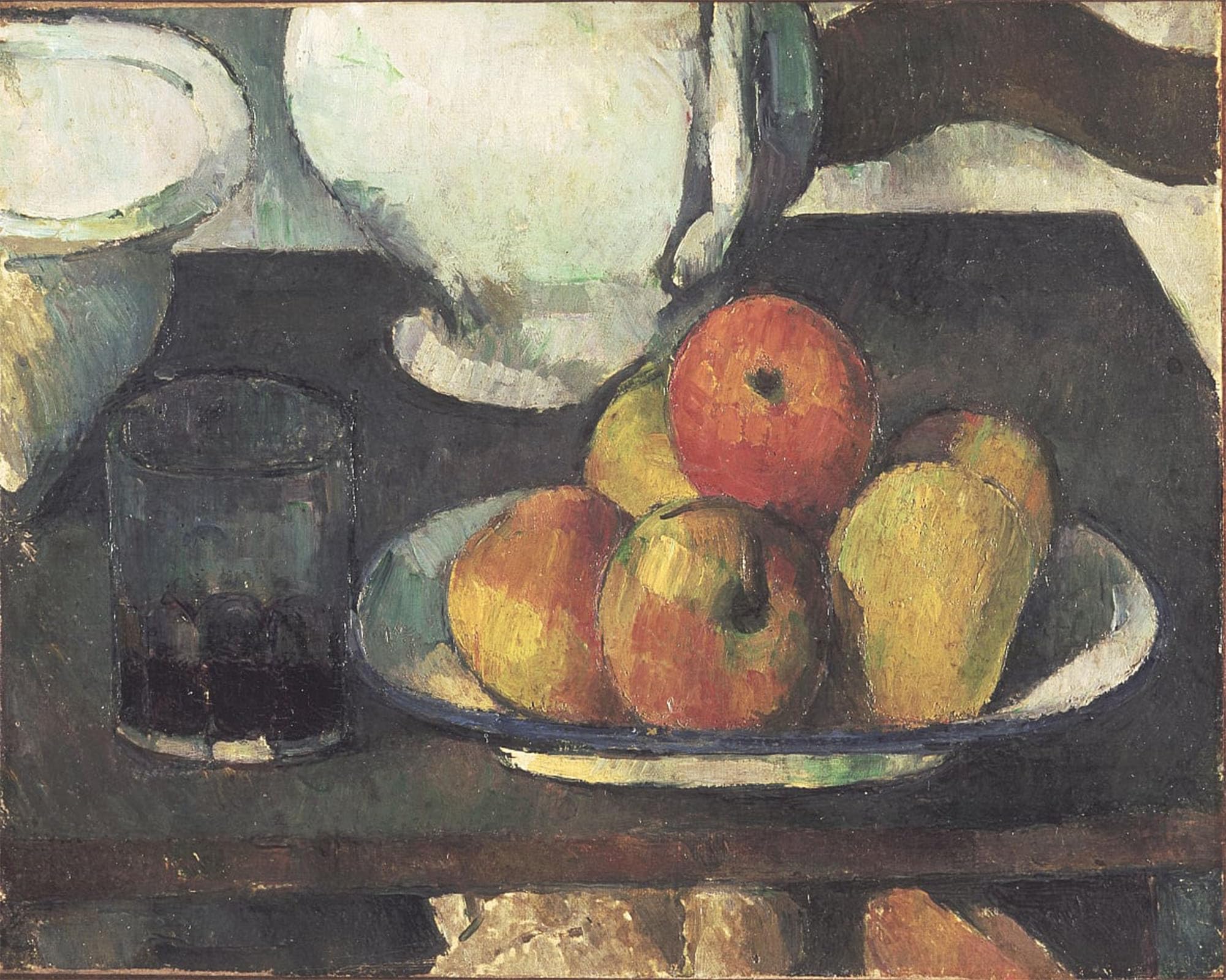 SERENDIPITP Abstract Painting Mural Print Picture Wall Decor Painting Still Life with Apples and a Glass of Wine by Paul Cézanne Vintage Wall Artwork for Home Decor 60x90cm
