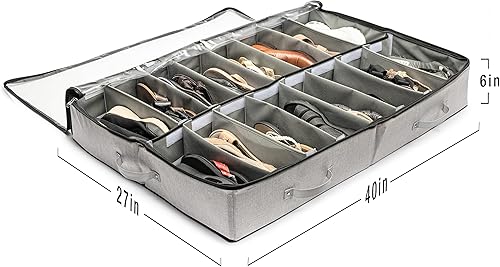 Miniatura 4 de MOJECTO Organizador de almacenamiento extra grande para debajo de la cama (40 x 27 x 6 pulgadas) con fondo duro y paredes laterales para zapatos,