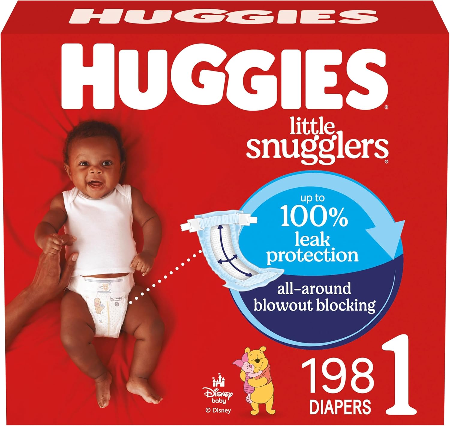 Huggies Size 1 Diapers, Little Snugglers Diapers, Size 1 (8-14 lbs), 198 Count (6 Packs of 33), Packaging May Vary Size 1 198