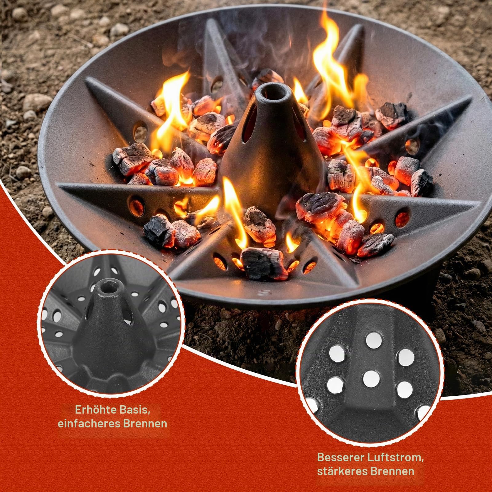 Denmay Holzkohle-Korb Briketthalter für Weber 47/57/67cm Holzkohlegrills, Holzkohlebrikett-Korb für Weber Kettle, One Touch, Master Touch, Kohle-Kraftstoffhalter, ersetzt den Holzkohlerost