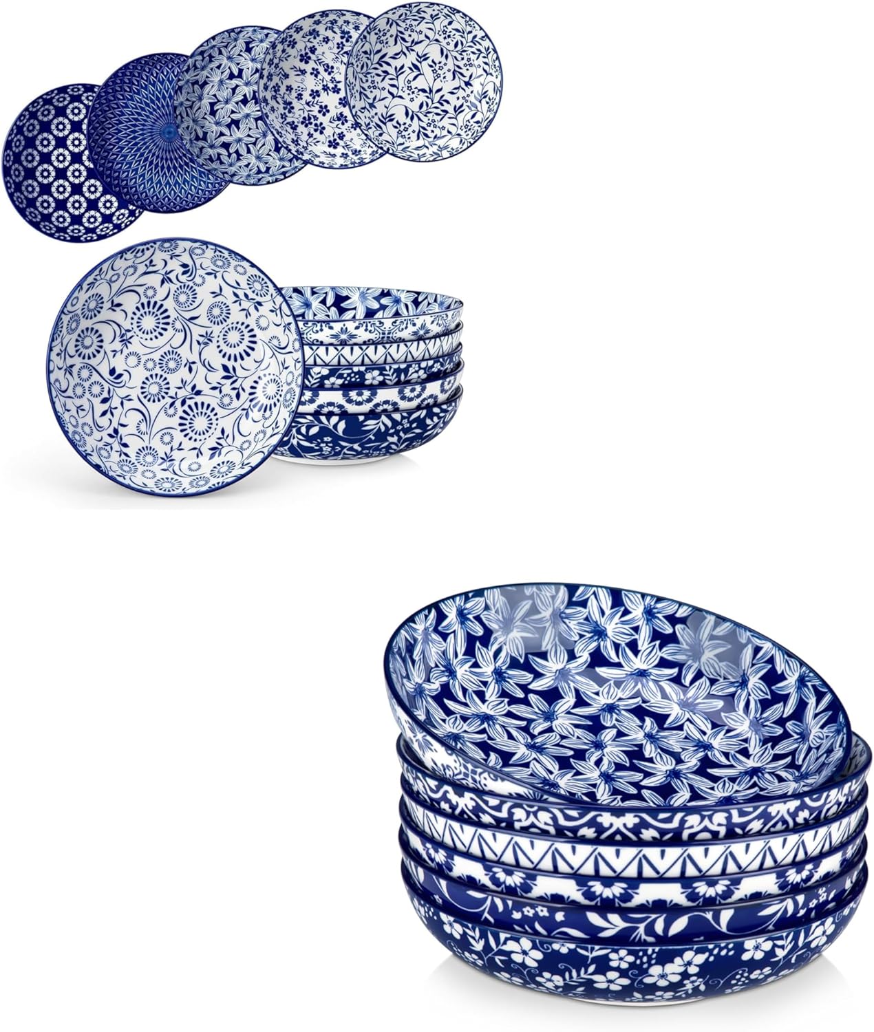 vancasso Selene 8.5" Pasta Bowls Set of 6 Bundles 50oz Pasta Bowls Set of 6