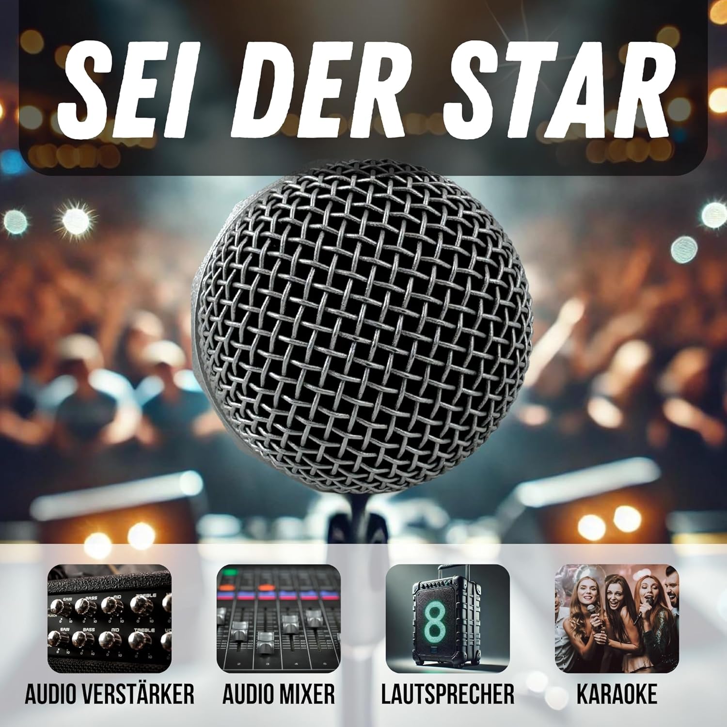 TronicXL Dynamic Universal Handheld Microphone Set, Wired, with Case, 5 Metres Long Cable, Jack Plug 6.35 mm, for Vocal Work, Singing, Presentations, On Stage, Karaoke, Weddings