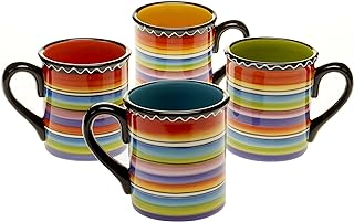 Tequila Sunrise Mugs Set of 4, 15 oz Colorful Ceramic Coffee, Tea, Cocoa...