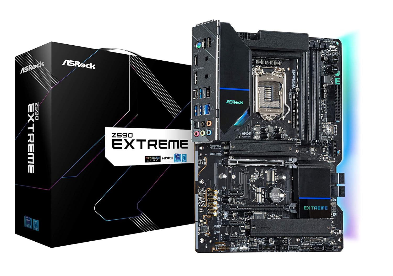 ASRock Z590 Extreme Compatible Intel 10th and 11th Generation CPU (LGA1200) with Z590 Chipset ATX Motherboard ASRock Z590 Extreme Compatible Intel 10th and 11th Generation CPU (LGA1200) with Z590 Chipset ATX Motherboard
