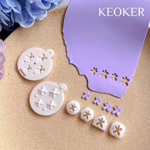 Miniatura 4 de Keoker Moldes para aretes de arcilla polimérica de lavanda, cortadores de pétalos y moldes para hacer joyas, perfectos para amantes de los aretes,