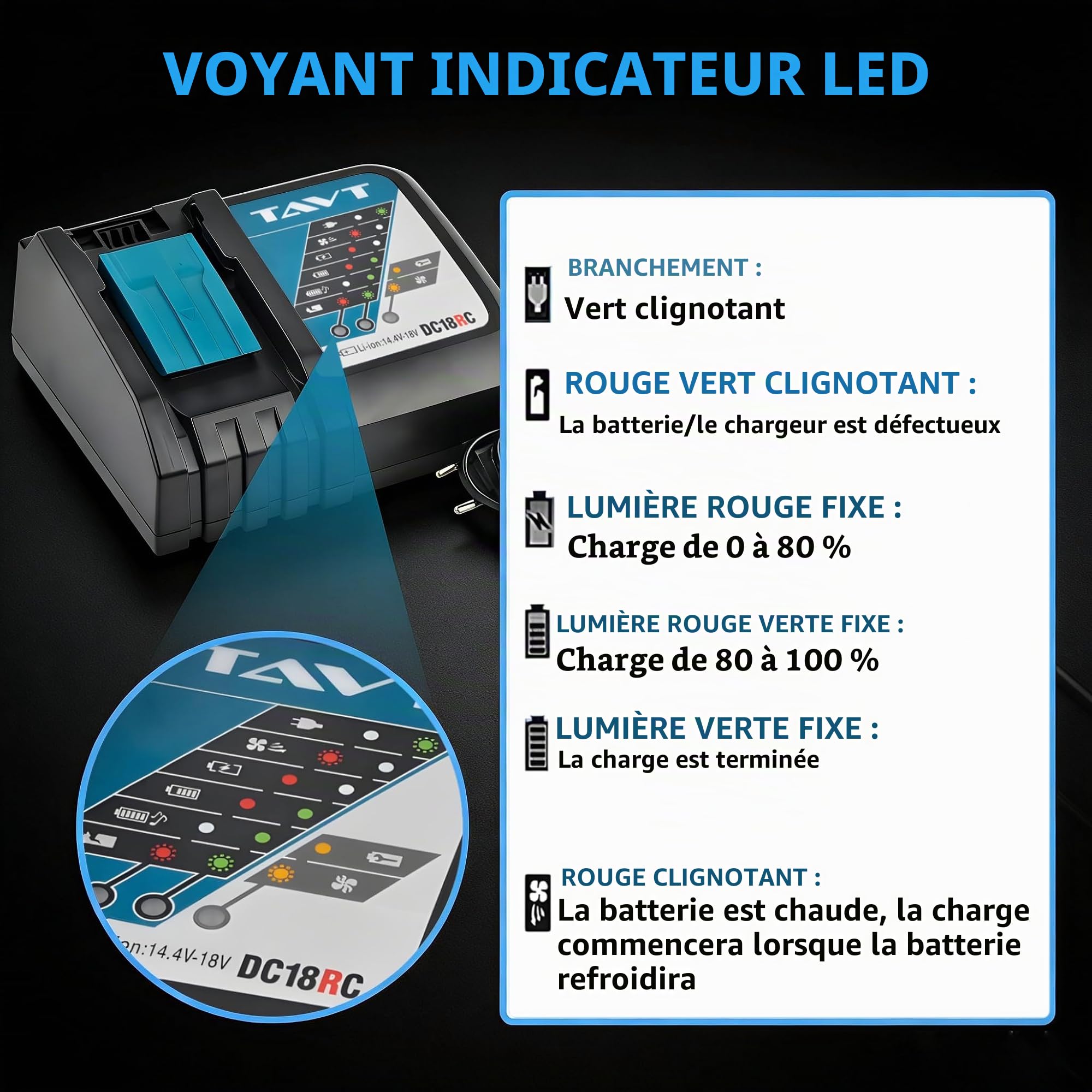 Lot de 2 batteries 18 V 5 Ah BL1850 et DC18RC chargeur compatible avec batterie Makita 5.0ah 18V BL1850B, BL1860, BL1860B, BL1840, BL1830, BL1820