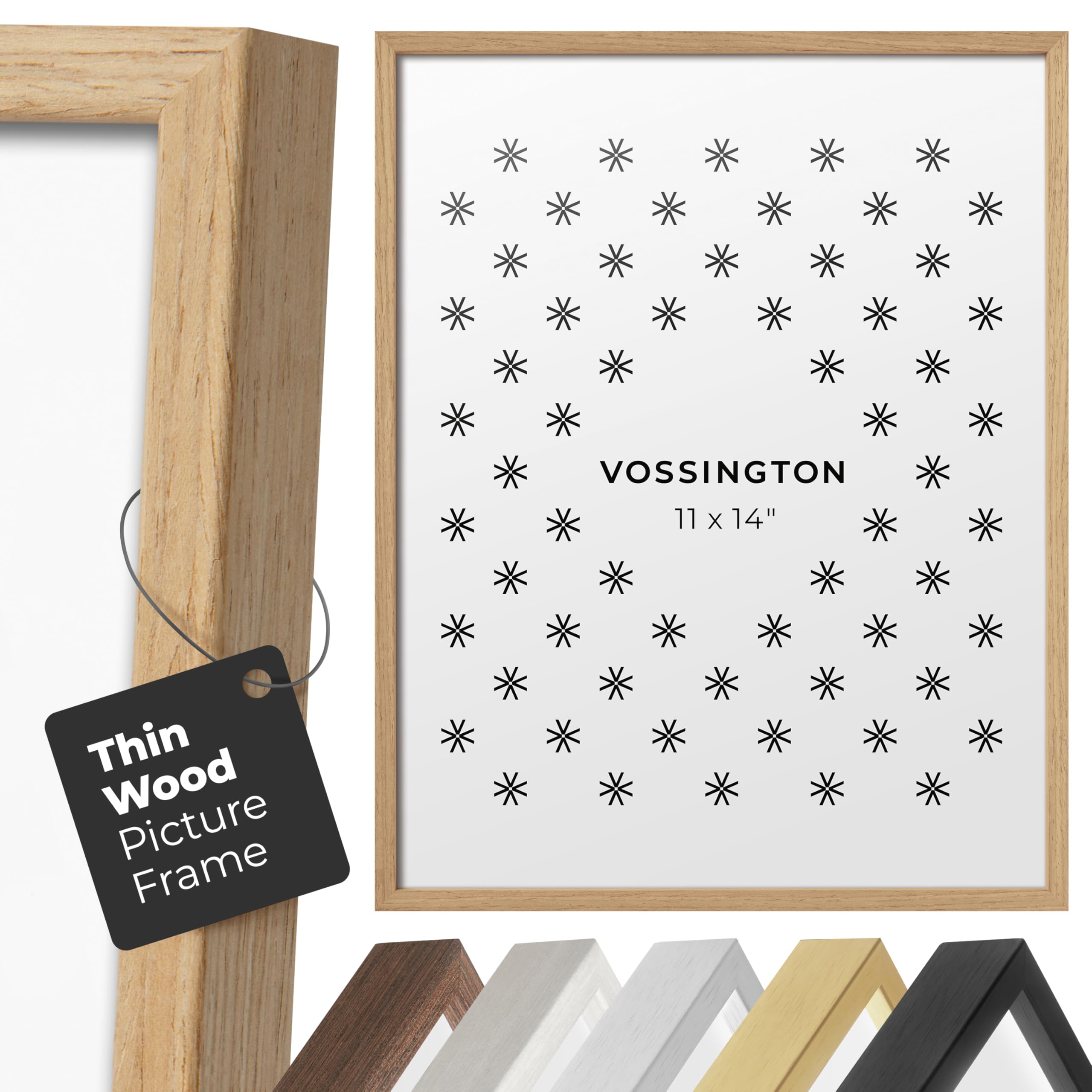 Thin 11x14 Picture Frame - Light Oak Frame Color (Real Wood Grain Finish) - Slim & Modern Frame Design - Fits 1 Photo, Art Print, Diploma, or Certificate (11 x 14 Inches)