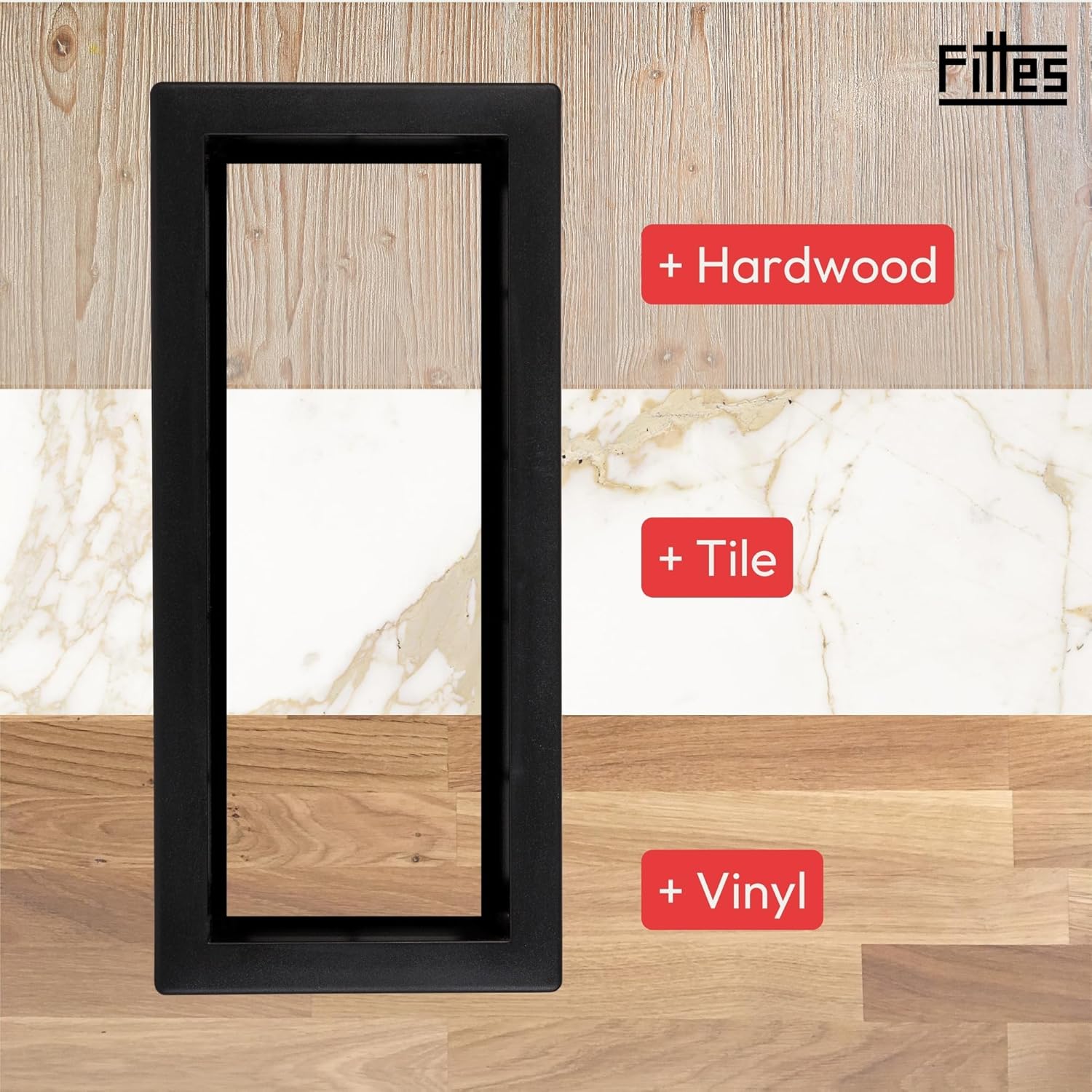 Matte Black 4" x 10" ABS Plastic Floor Register
