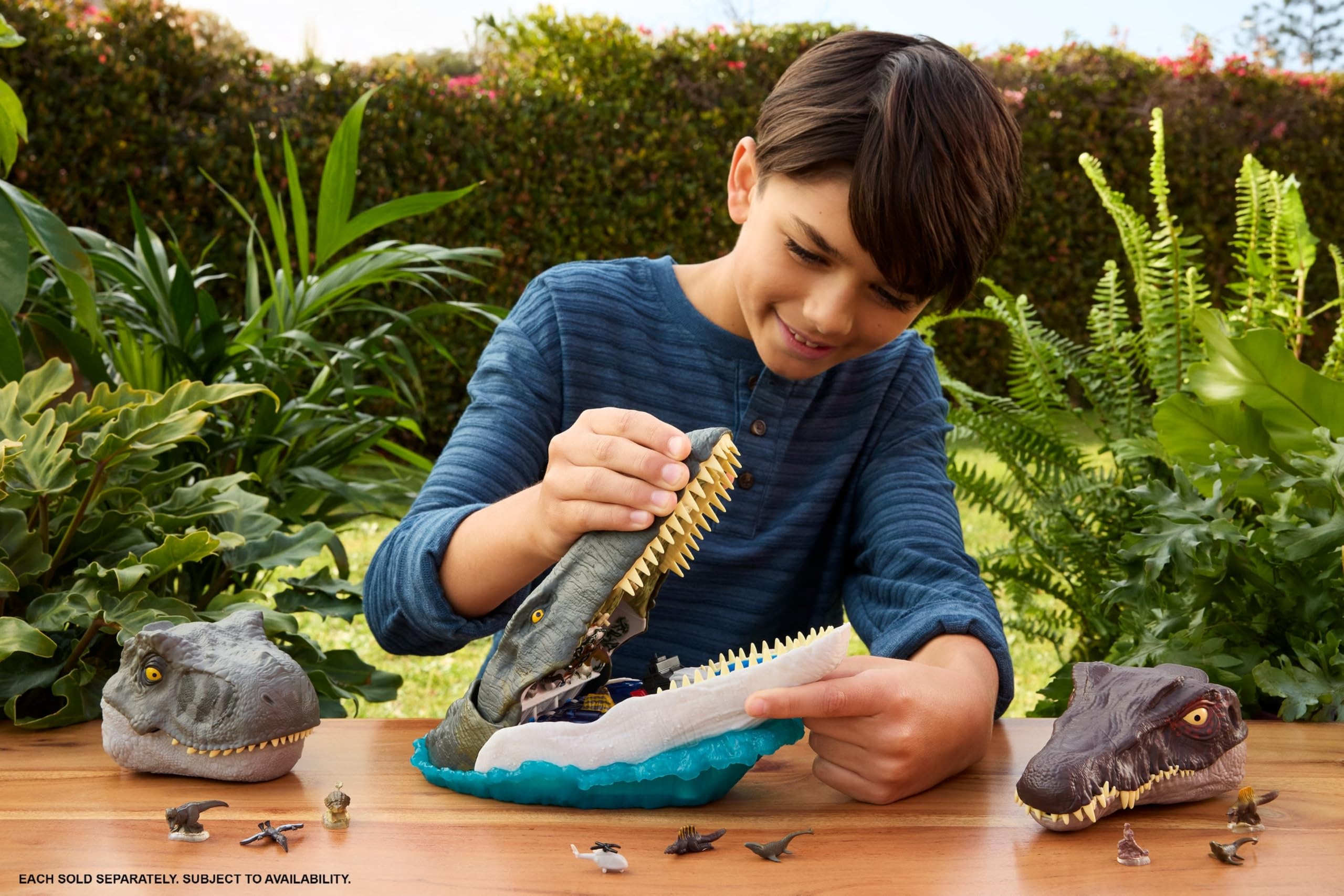 Mattel Jurassic World Rebirth Mosasaurus - Juego de Lujo con 7 características interactivas, 7 Efectos de Sonido y 6 microfiguras, se pliega para Transportar y almacenar