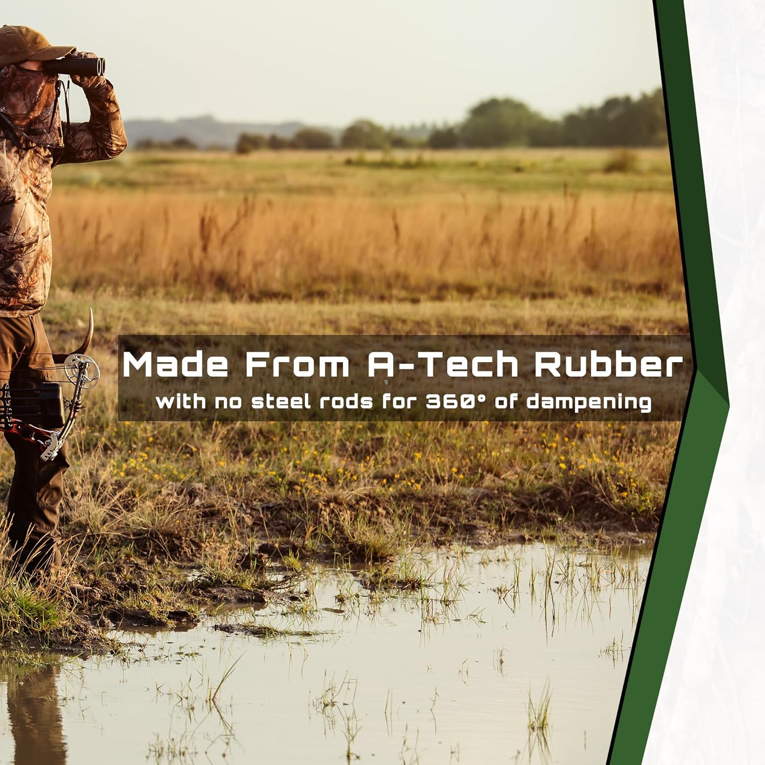 Compound Bow Stabilizer | Made in USA | Fully Adjustable A-Tech Rubber | Archery Bow Hunting Accessories