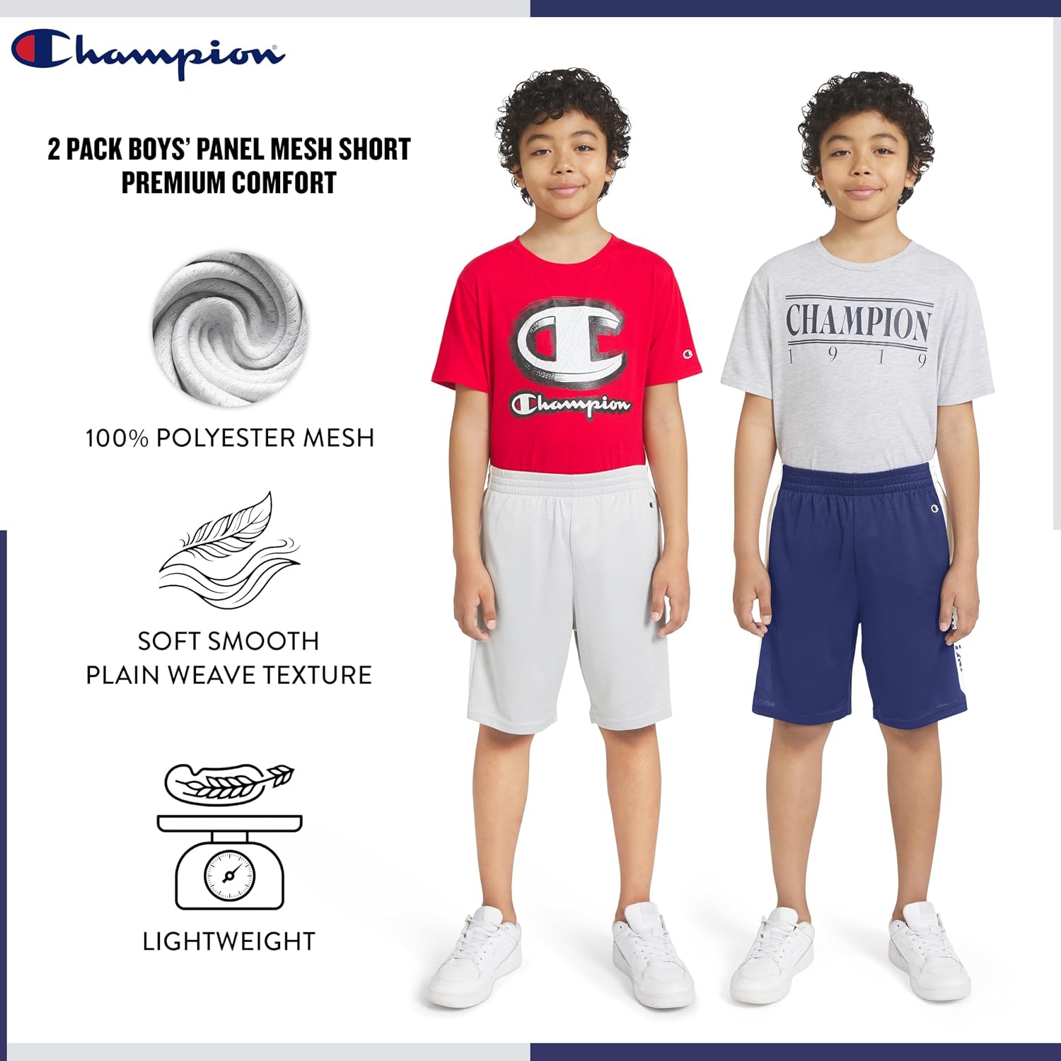 Champion Boys Shorts 2 Pack Mesh Basketball Shorts for Boys Athletics