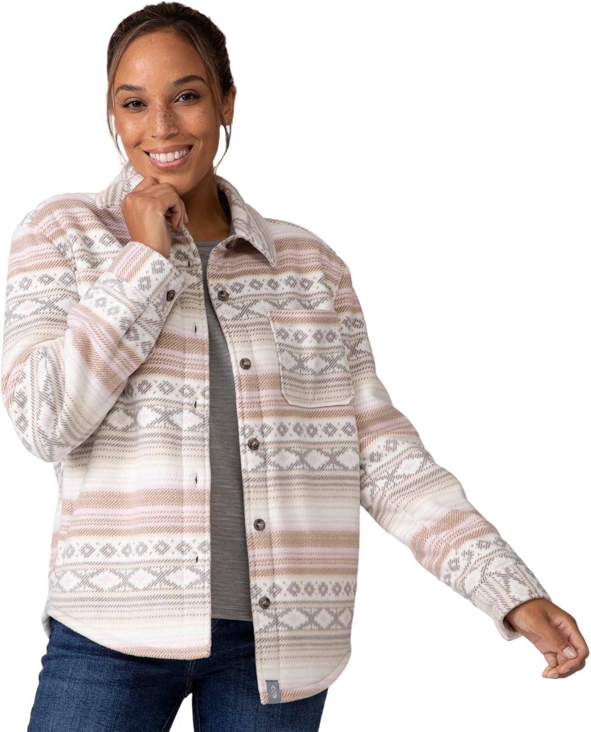 Free Country Women's Plaid Shacket Jacket Long Sleeve Shirt Button Down Flannel Shirts Fashion Sherpa Coat-Chill Out