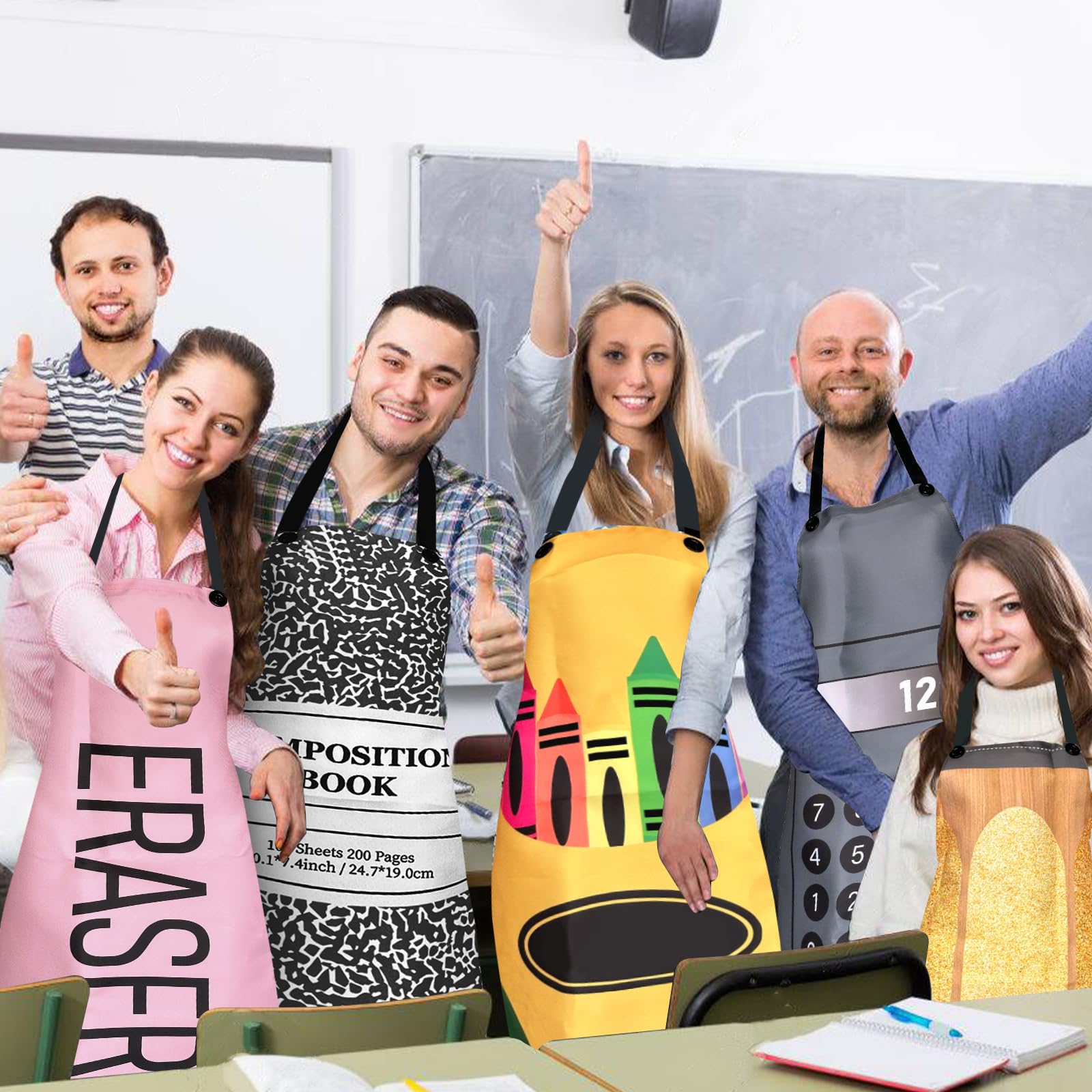 8 Pcs Group Halloween Costumes for Teachers Apron Costume for Fancy Dress Outfit Halloween Cosplay Dress up