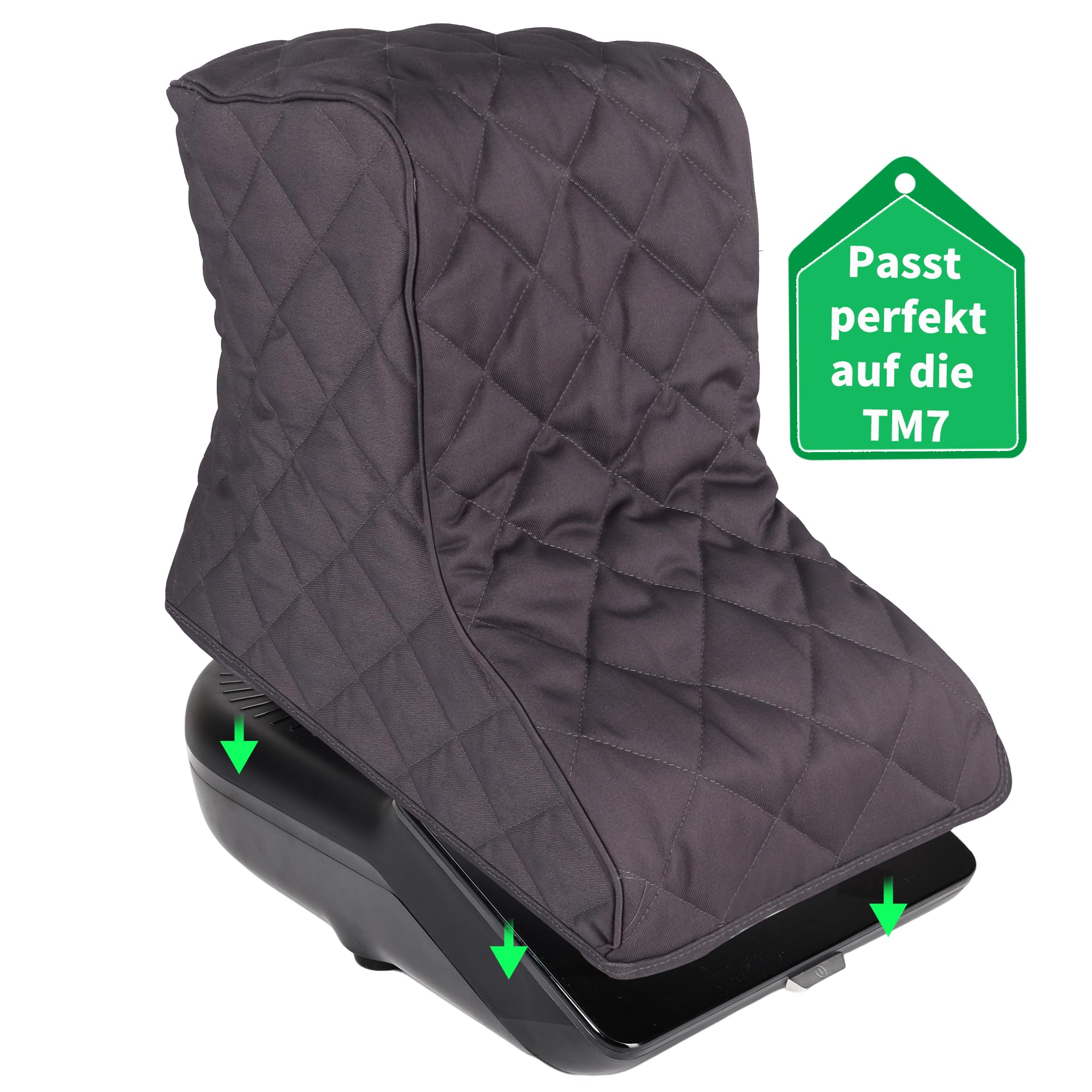 Exclusive Premium Staubschutz für Thermomix TM7 – Graue Wattierte Canvas-Hülle mit Rückenzip, Antibakteriell & Wasserdicht - Staubschutzabdeckung, Abdeckhaube, Staubhaube, tasche
