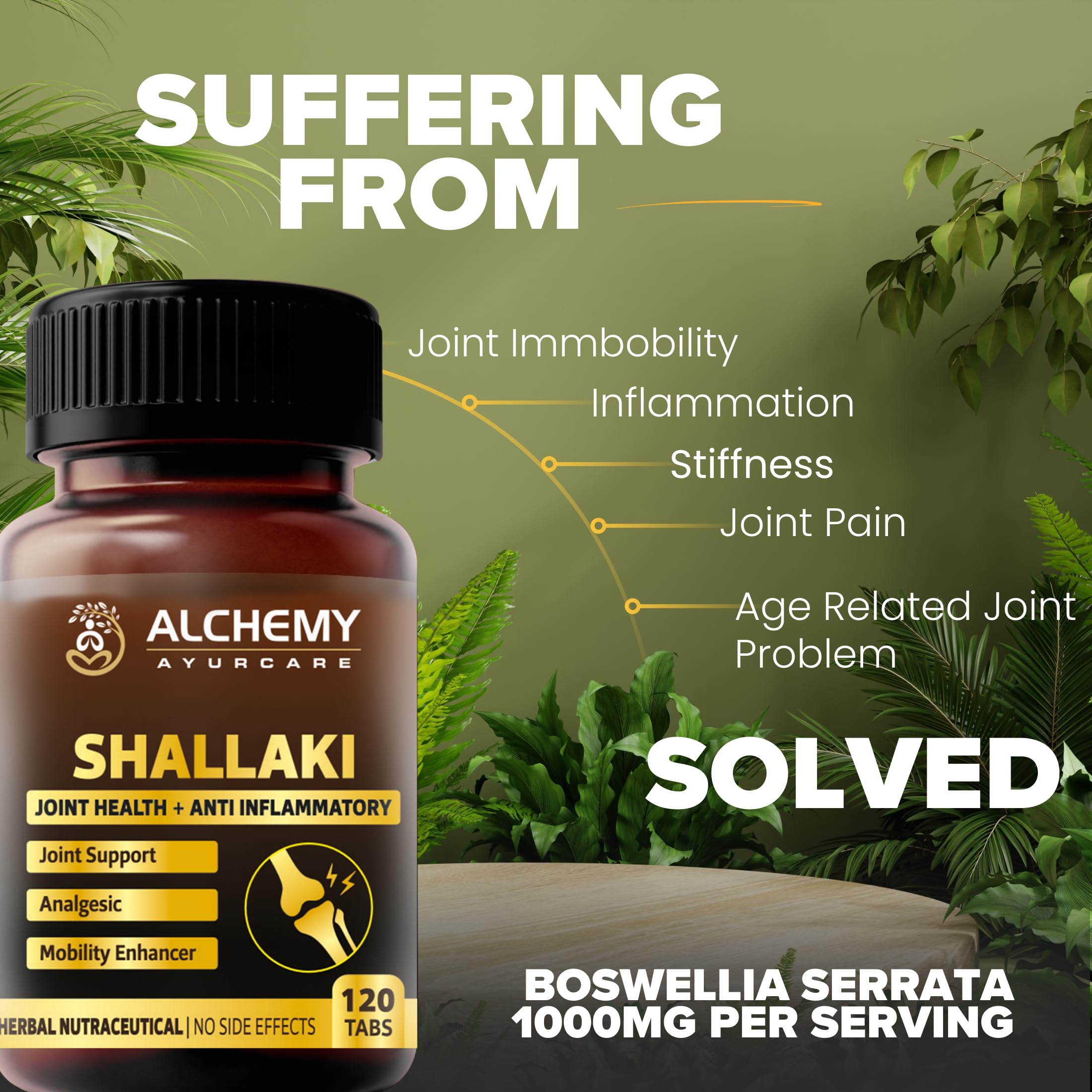 Shallaki Extract Tablets 1000mg per serving + Soothe Elixir Pain Relief Oil Combo by Alchemy Ayurcare | Natural Joint & Muscle Support | Boswellia Serrata for Arthritis, Back Pain & Inflammation Relief — Amazon image 2