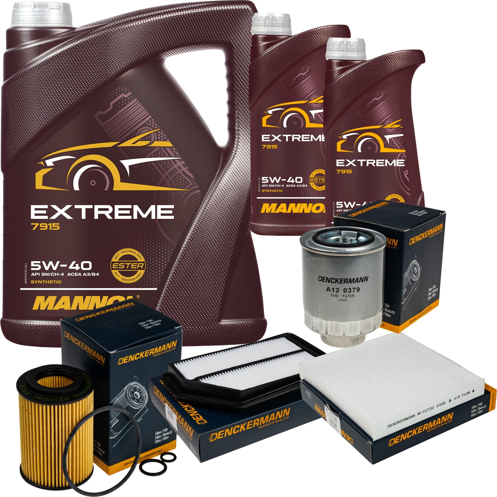 Paquete de inspección Kit de mantenimiento de filtros con Extreme 5W-40 7L, filtro de aire, filtro de combustible, filtro de habitáculo, filtro de aceite
