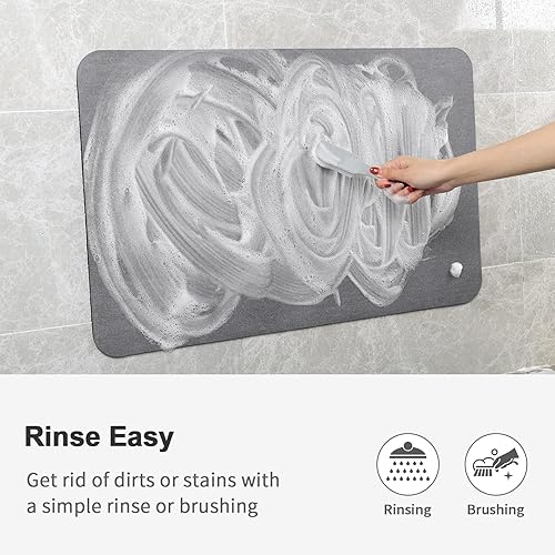 Miniatura 7 de Stiio Alfombra de baño plana súper absorbente, de secado rápido, antideslizante, delgada, para debajo de la puerta, fácil de limpiar, lavable para