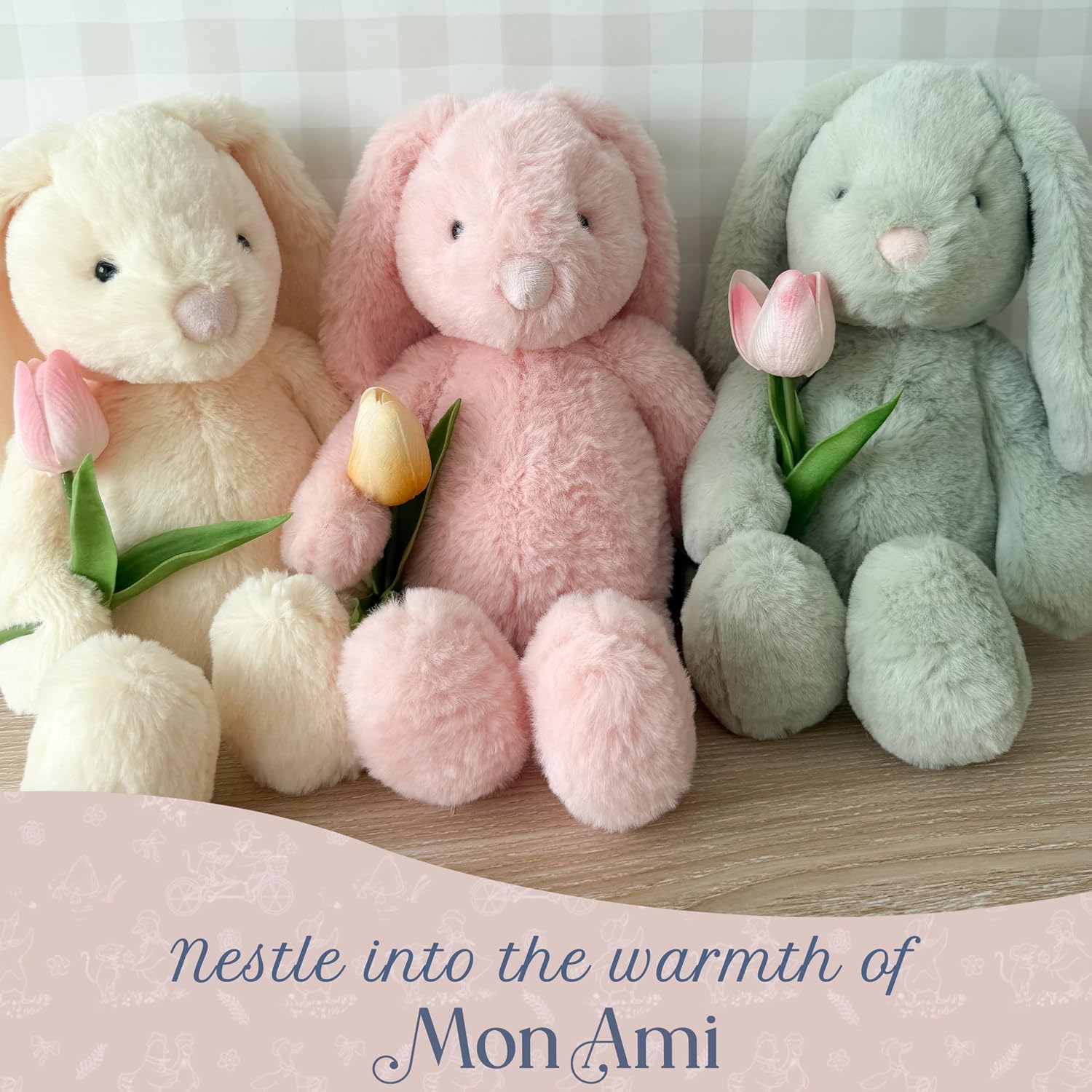 MON AMI Apricot Bunny 13-Inch Stuffed Rabbit for Boys & Girls | Soft Bunny Plush Toy | Easter Playtime Companion | Nursery Décor for All Ages