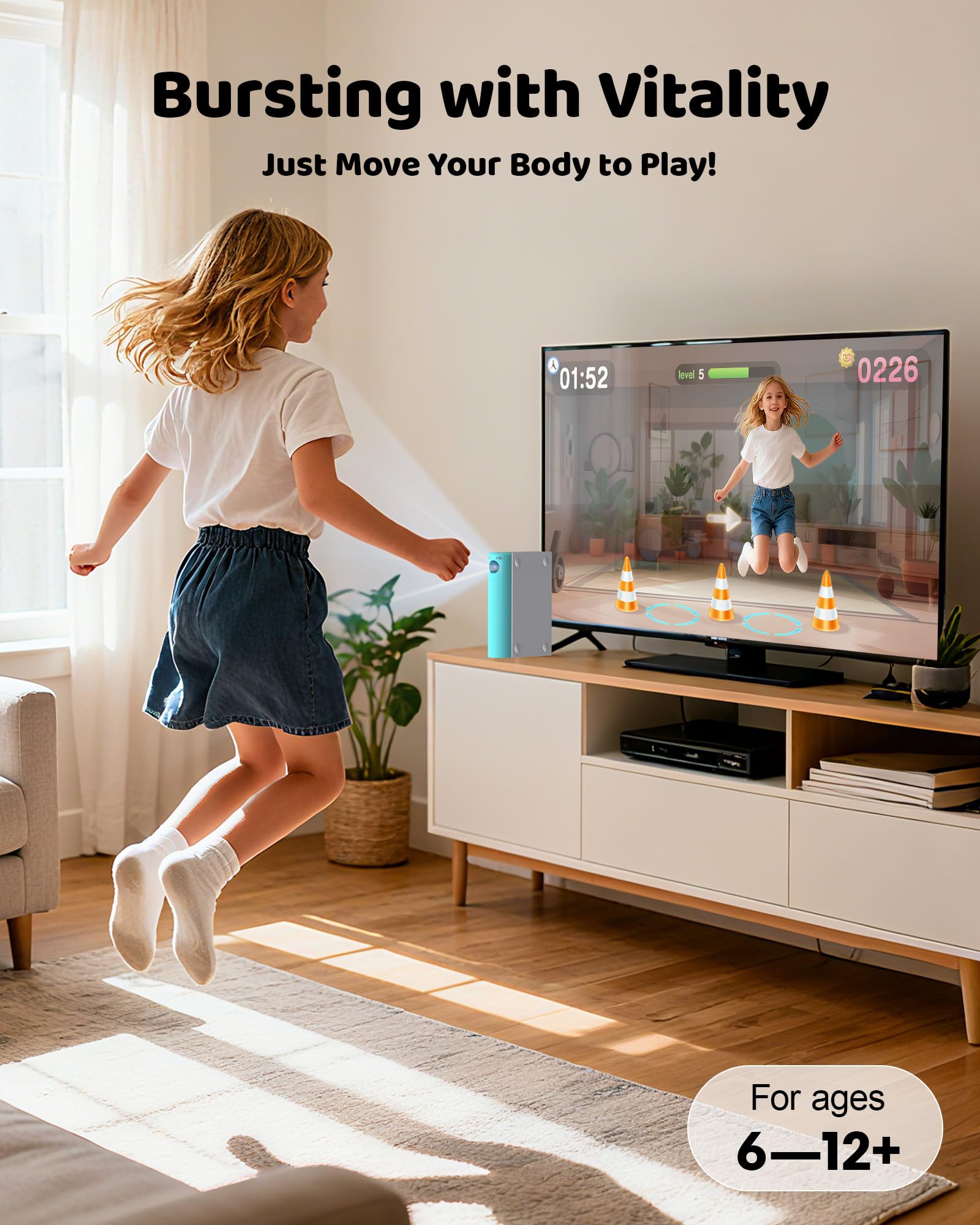 AR Motion Game Console for Kids: Plug and Play TV Video Game System for Indoor Physical Play Interactive Family Fun Game Nights Parties Playtime - Great Gift for Boys Girls (Green&White)