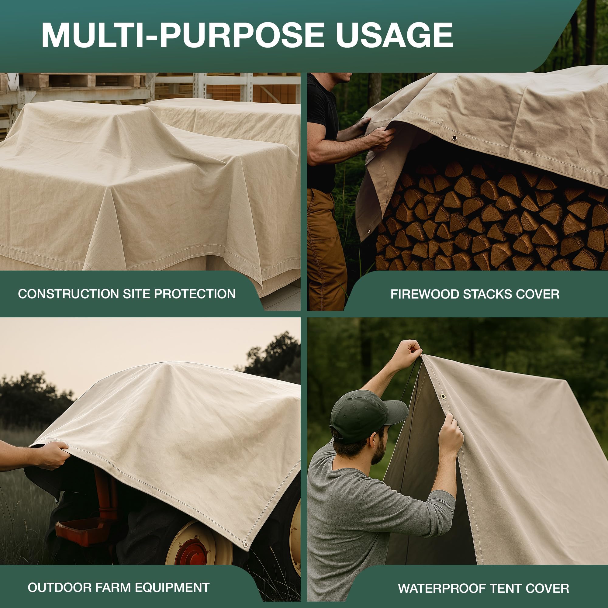 Waxed Canvas Tarp 3×4 Artisanal Bushcraft Oilskin Tarp- Handmade Waxed Cotton