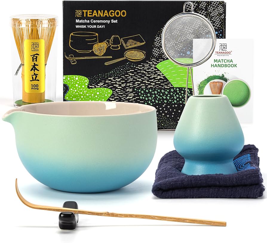 Amazon.com: TEANAGOO Matcha Whisk Set Blue,Ceremony Matcha Set