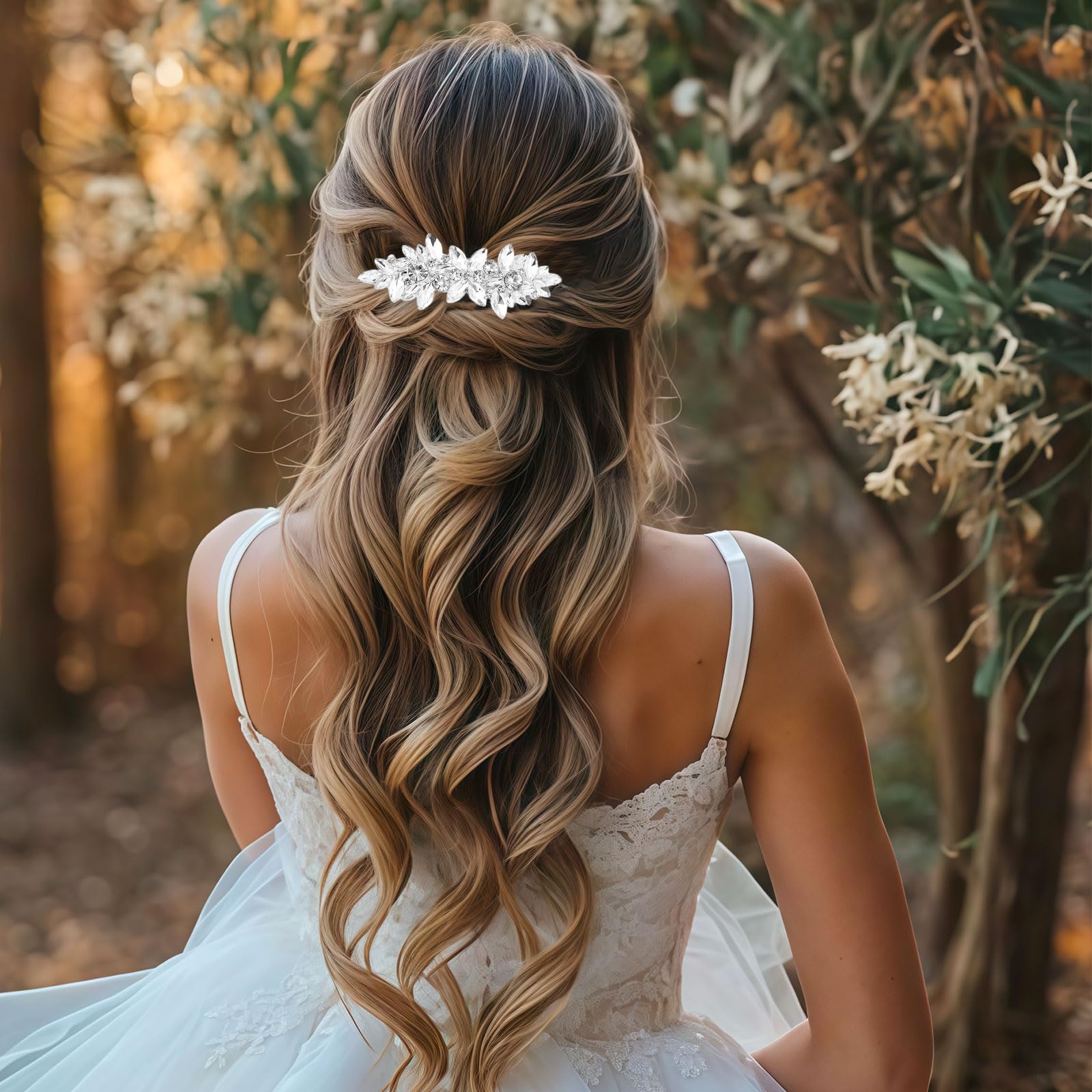 Horquillas de strass para mujeres accesorios para el cabello con flores plateadas brillantes pasadores de cristal