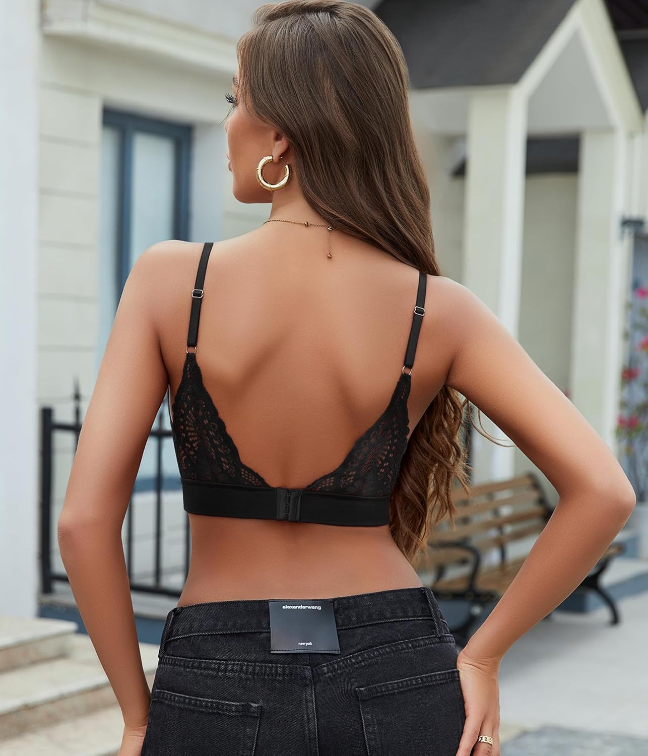 Avidlove Lace Bralette for Women Wireless Mesh Bralettes Sexy V Neck Tank Top with Modal Rabbit Ear Lining - Image 6