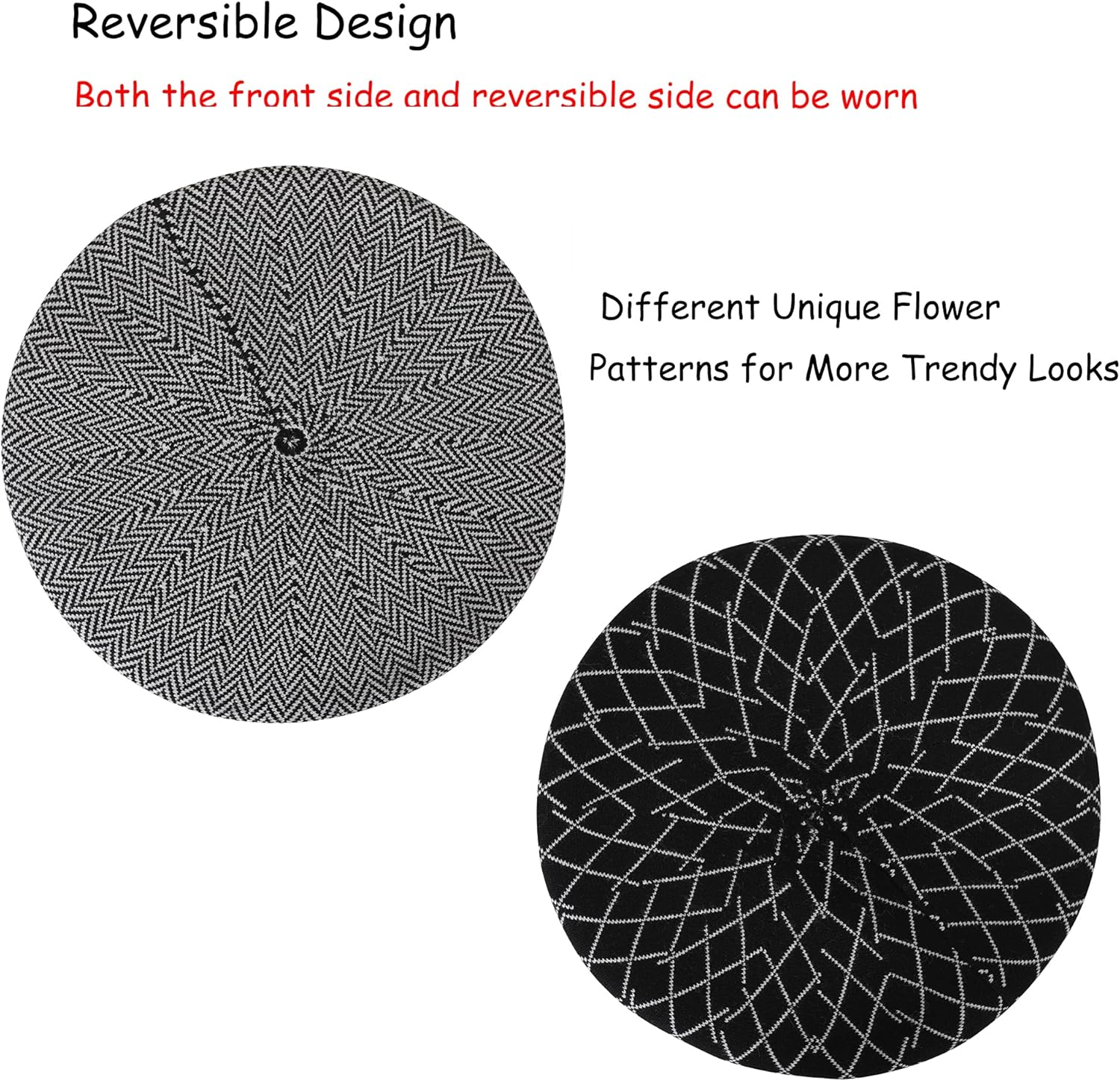 ZLYC Womens French Beret Hat Reversible Knitted Thickened Warm Cap for Ladies Girls - Image 5