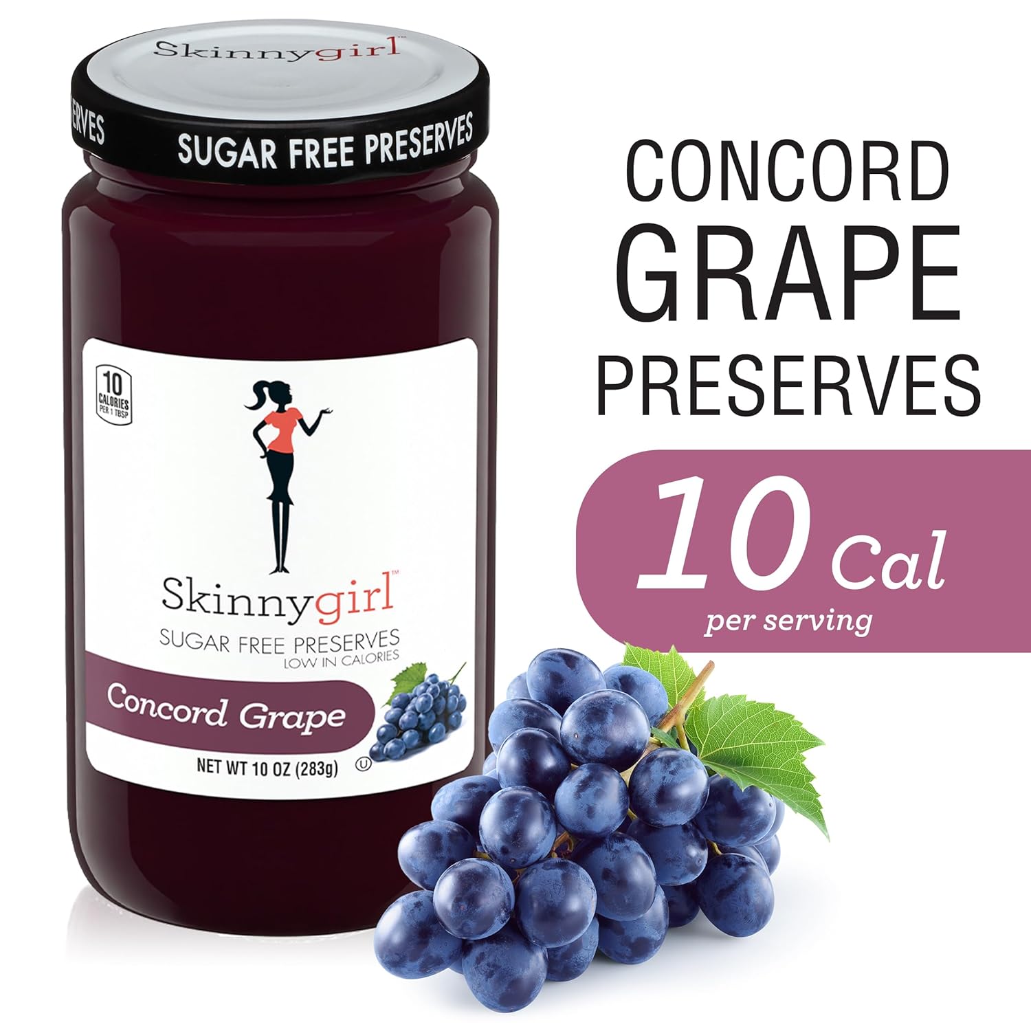 Skinnygirl Sugar Free Kosher Preserves,Concord Grape,10 Ounce,(Pack of 5)