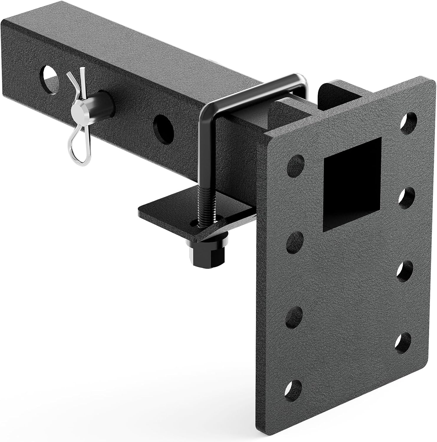 YZONA 3 Position Pintle Hitch Mount Plate Adjustable Steel for 2" Hitch Reciever 20,000 lbs 9" Length Pintle Hook Hitch Mounting Plate Towing Accessories for Truck Universal Powder Coated