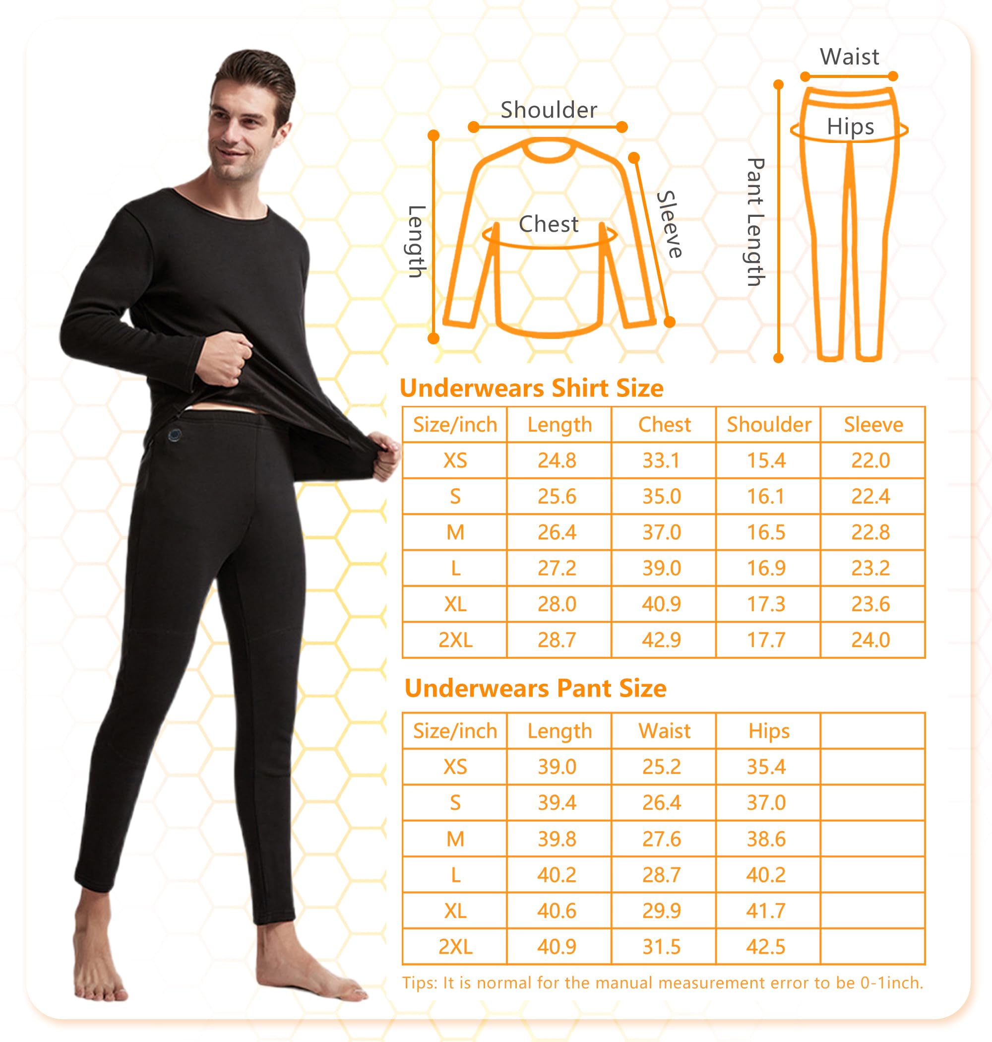 Komplet bielizny termicznej dla mężczyzn, 11 stref grzewczych, ubrania termiczne z 3 ustawieniami temperatury do sportów na świeżym powietrzu zimą